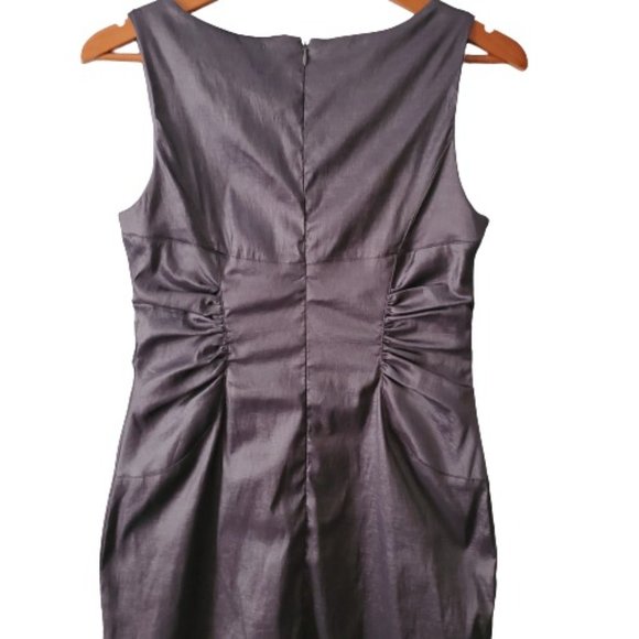 Adrianna Papell Women's Ruched Side Beaded Black Cocktail Sheath Dress Size 8 - Picture 7 of 13